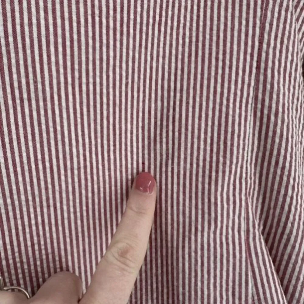 Paisley & Gray Men's Slim Fit‎ Seersucker Cotton Blazer Red White Striped Small